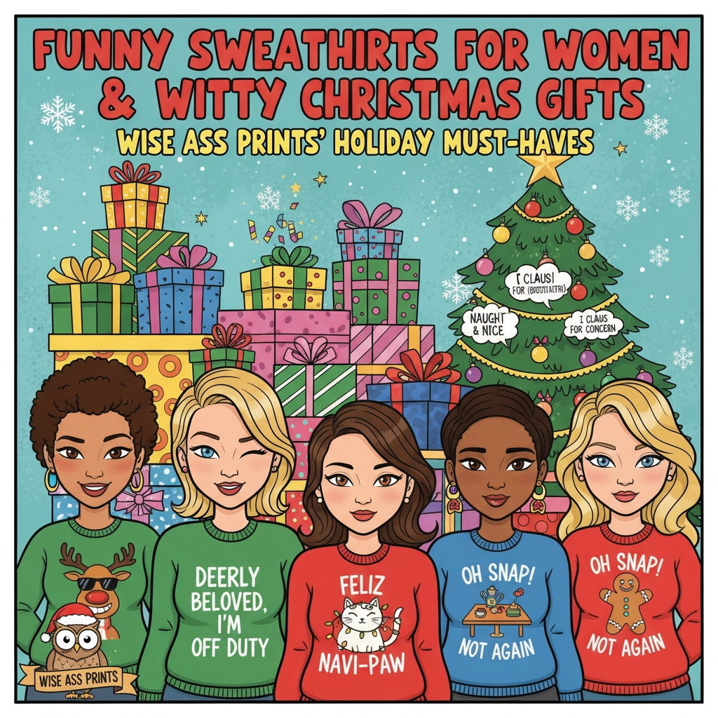 Funny Sweatshirts for Women & Witty Christmas Gifts: Wise Ass Prints' Holiday Must-Haves