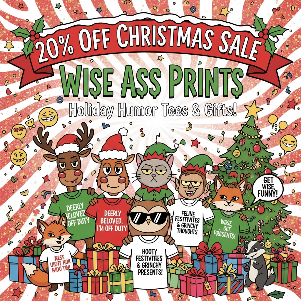 20% Off Christmas Sale – Wise Ass Prints Holiday Humor Tees & Gifts!